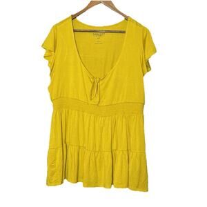 Torrid‎ Super Soft Knits Top Sz yellow 1x babydoll empire spring soft
